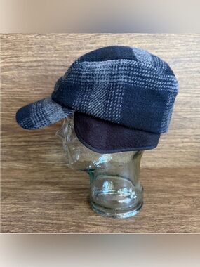 Lake‎ of the Isles Dark Navy Tweed Ear Flap Winter Storm Cap Wool Blend L/XL
